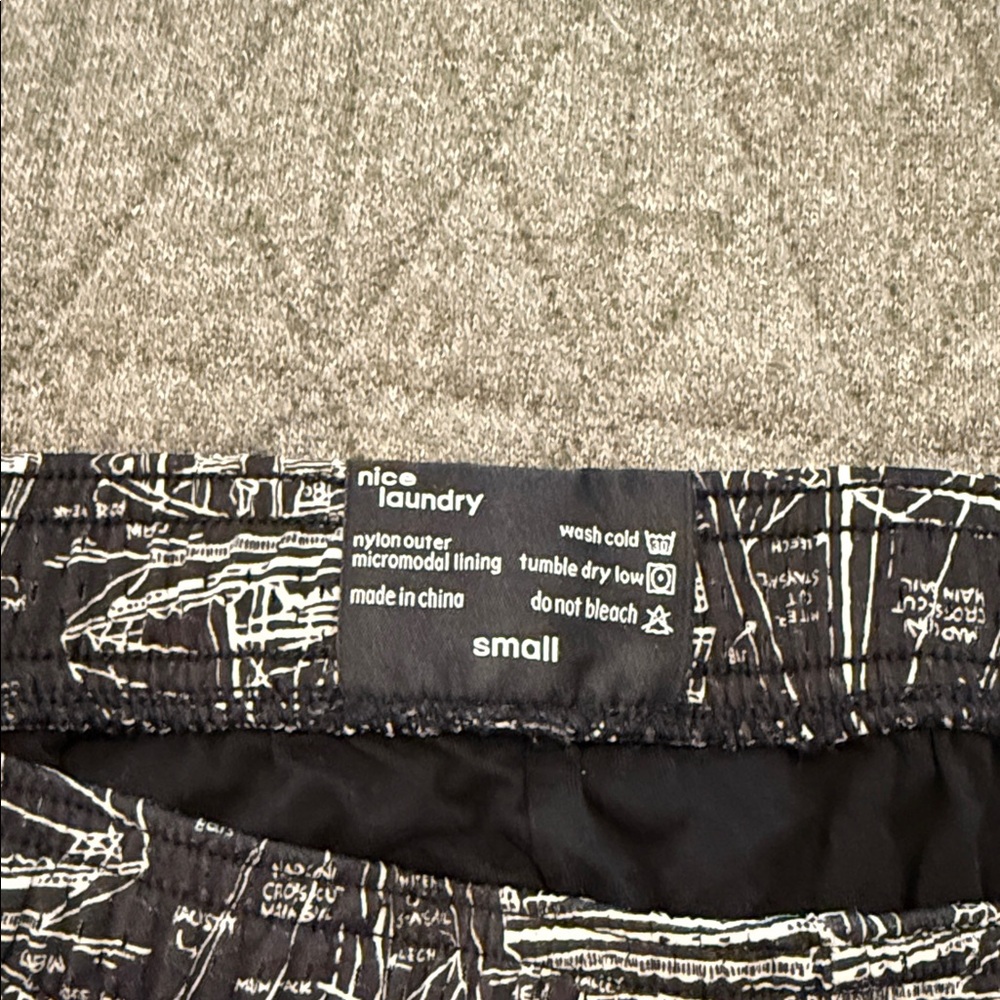 Nice Laundry Black Sailboat Print Men's Swim Trunks - Elastic Waist - Picture 2 of 3